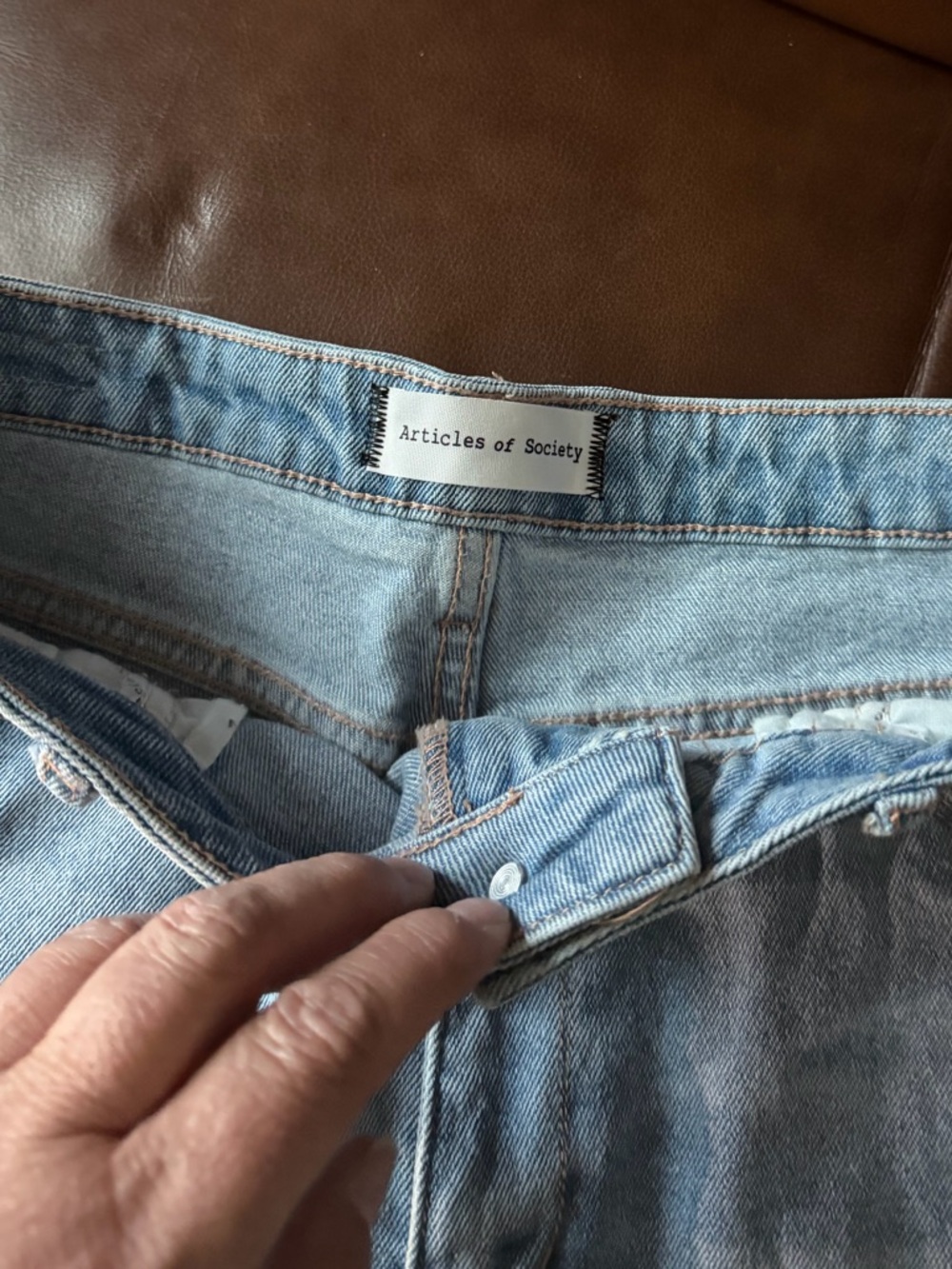 Articles Of Society Light Blue Distressed Denim Shorts - Picture 3 of 8